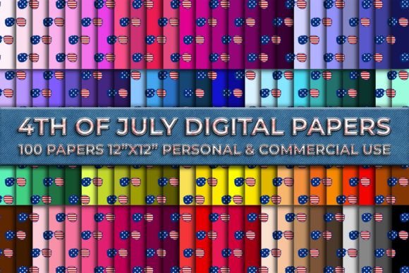 4th of July Glasses Digital Paper