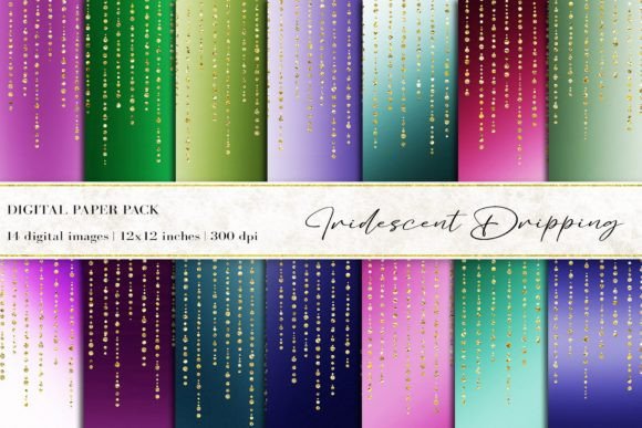 Iridescent Dripping Digital Papers: A Versatile Tool for Creative Expression