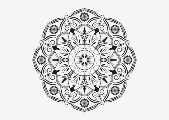 Luxury Black and White Floral Mandala