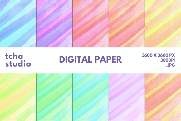 Plaid Line Watercolor Digital Papers
