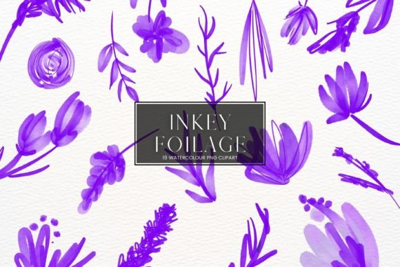 Purple Inky Watercolour Flowers