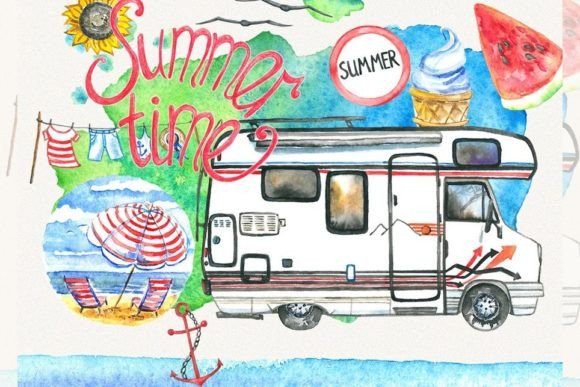 Summer Clipart, Sea Clipart, Travel Clip: A Versatile Asset for Creative Projects and Design Workflows