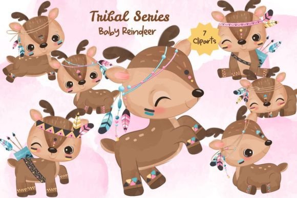 Tribal Series Baby Reindeer Clipart: A Versatile Design Asset for Creative Projects