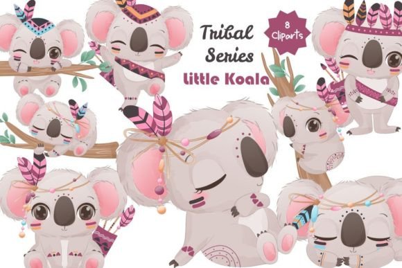 Tribal Series Little Koala Clipart: A Versatile Design Resource for Creative Projects