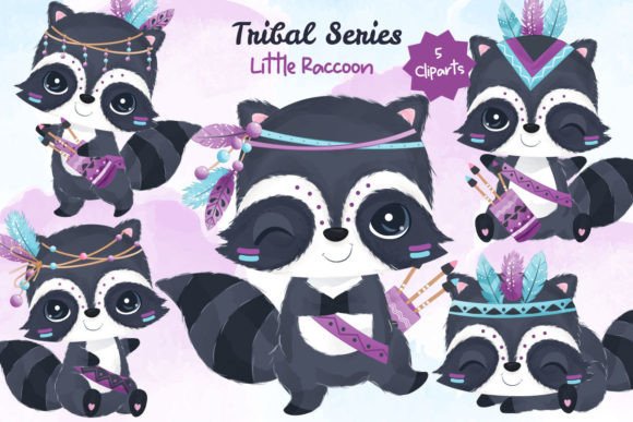 Tribal Series Little Raccoon Clipart: A Versatile Graphic Resource for Creative Projects