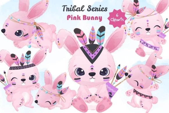Tribal Series Pink Bunny Clipart: A Versatile Design Asset for Creative Projects
