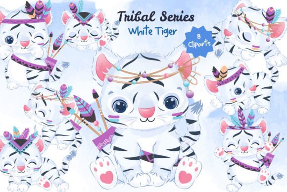 Tribal Series White Tiger Clipart: A Versatile Asset for Creative Projects