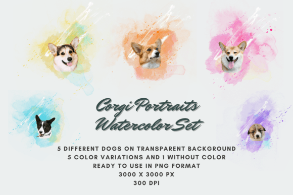 Unlocking Creativity with the 30 Corgi Portraits Watercolor Set Dog